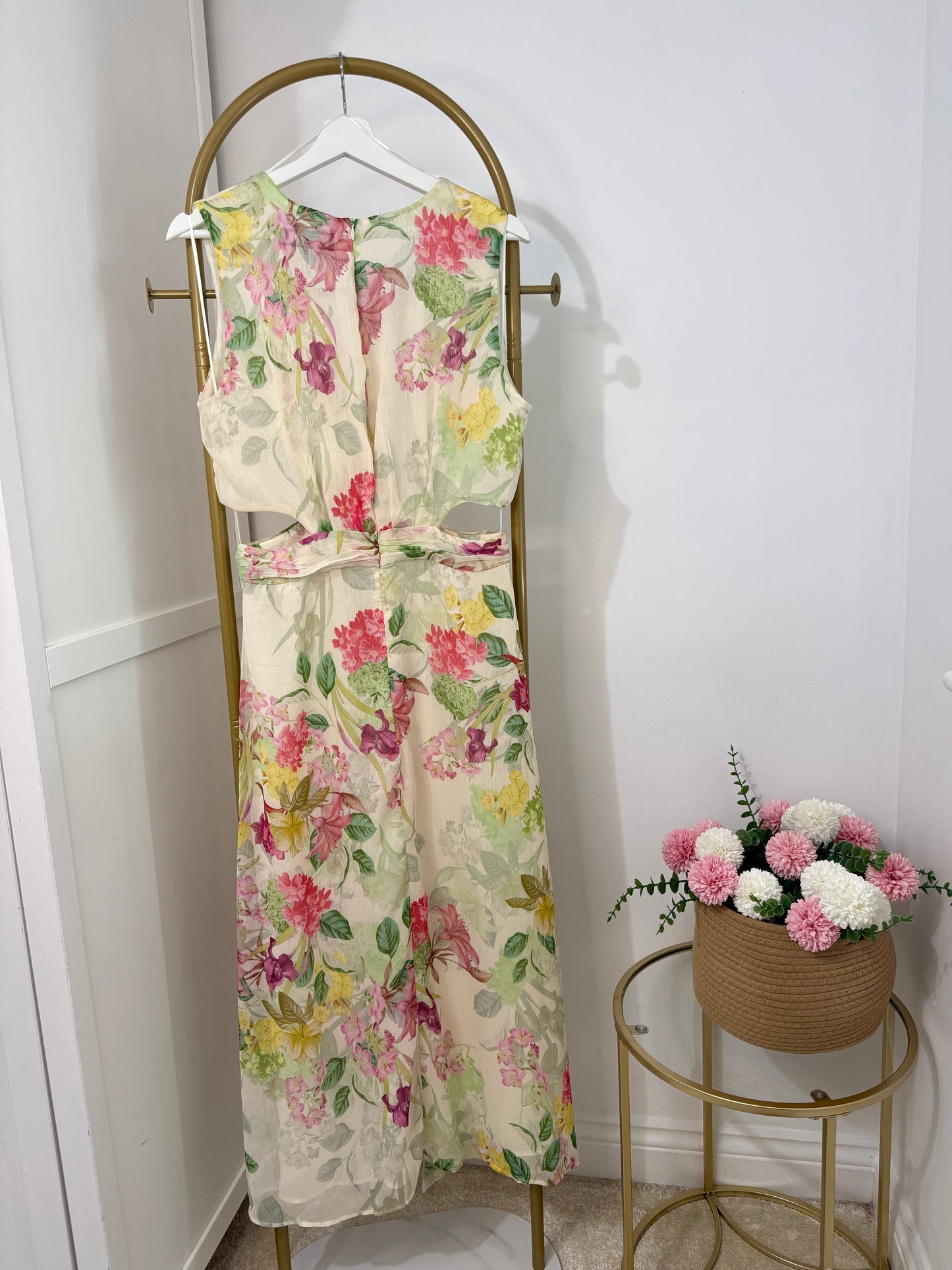 Zara Floral Cut out Midi Dress