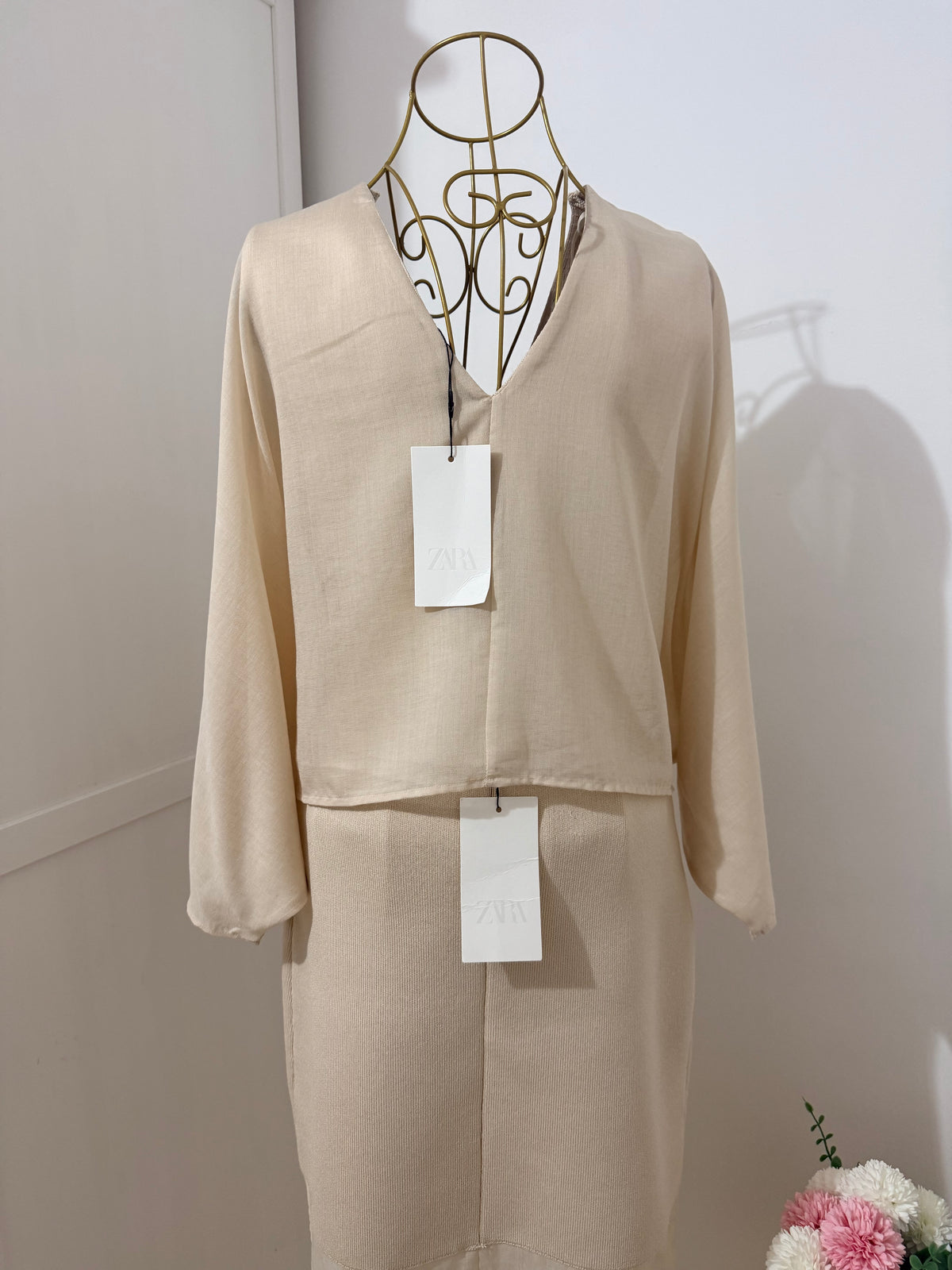 Beige Co Ord Set Top and Skirt