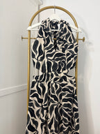 Printed Linen Halter Neck Midi Dress