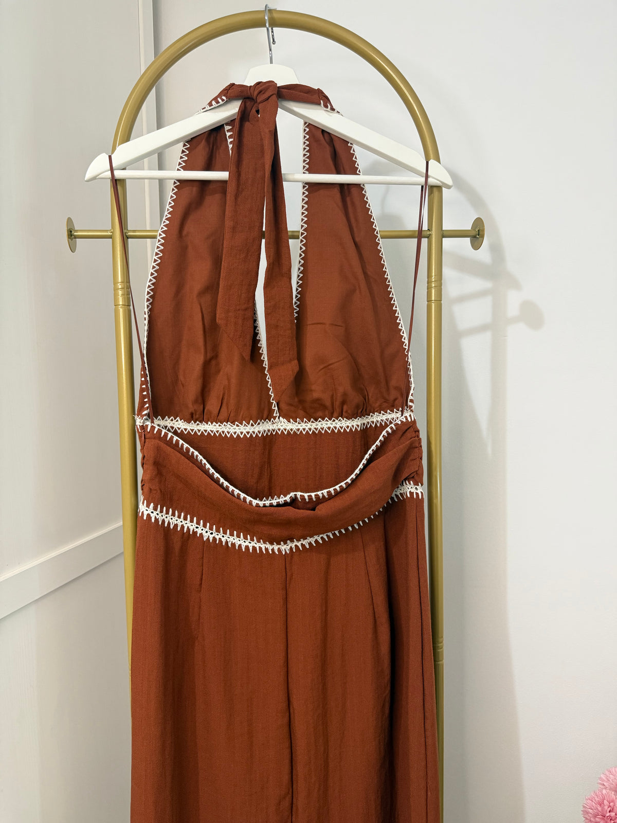 Zara brown halter neck midi dress 8741/048