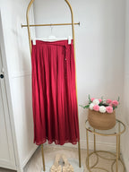    Zara burgundy pleated midi skirt