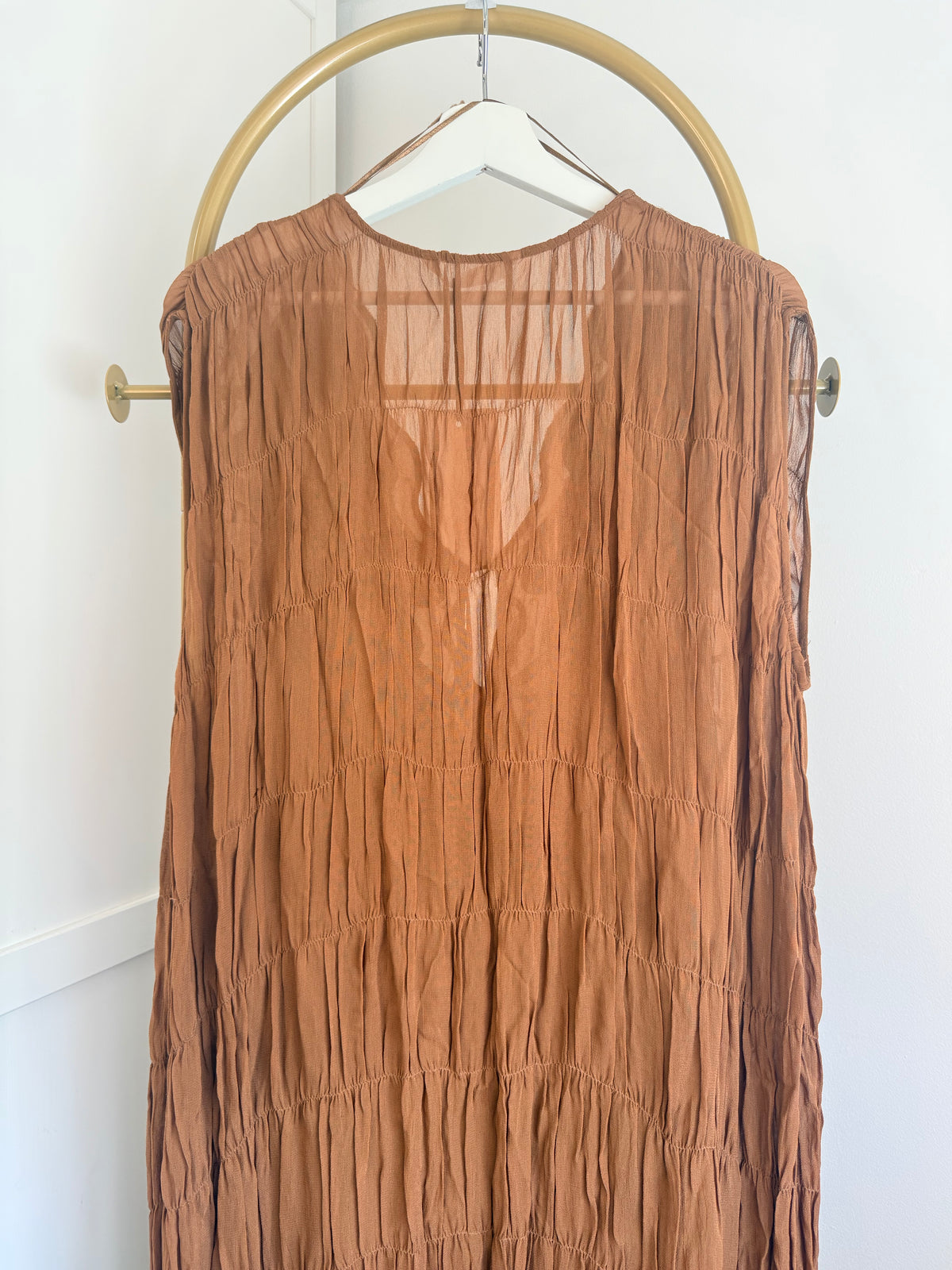 Zara Brown Embroidered Sequins Midi Dress 5107/271