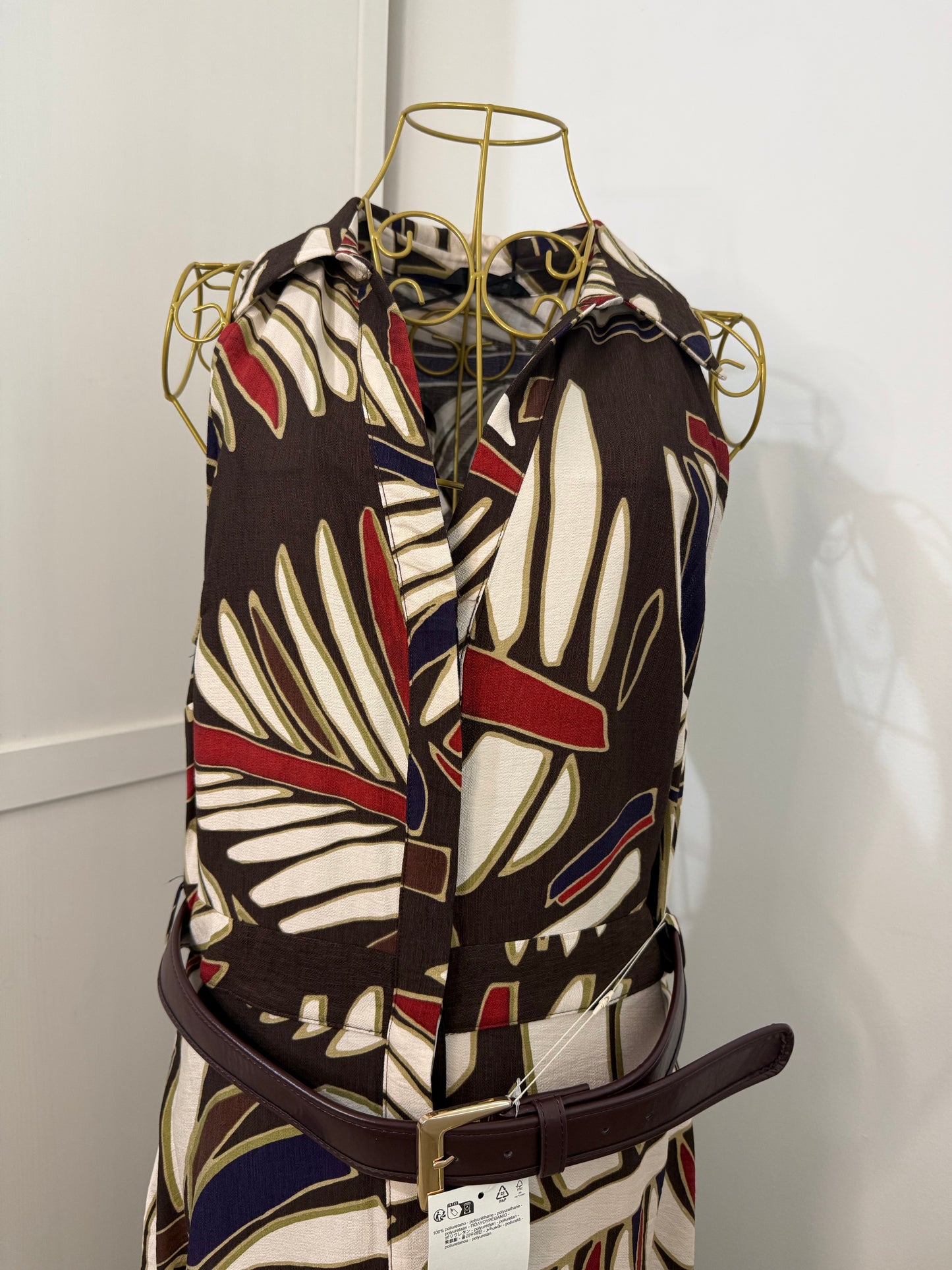 Zara printed belted midi dress