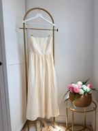 Cream Linen Sleeveless Midi Dress