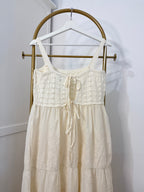 Cream Crochet Embroidered Midi Dress