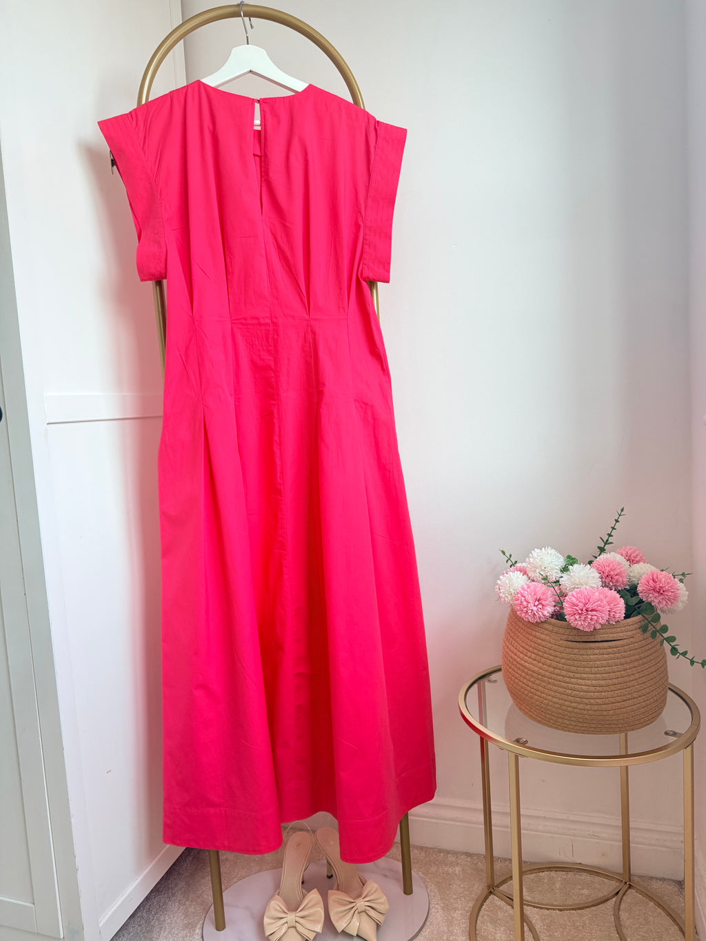 Pink poplin midi dress