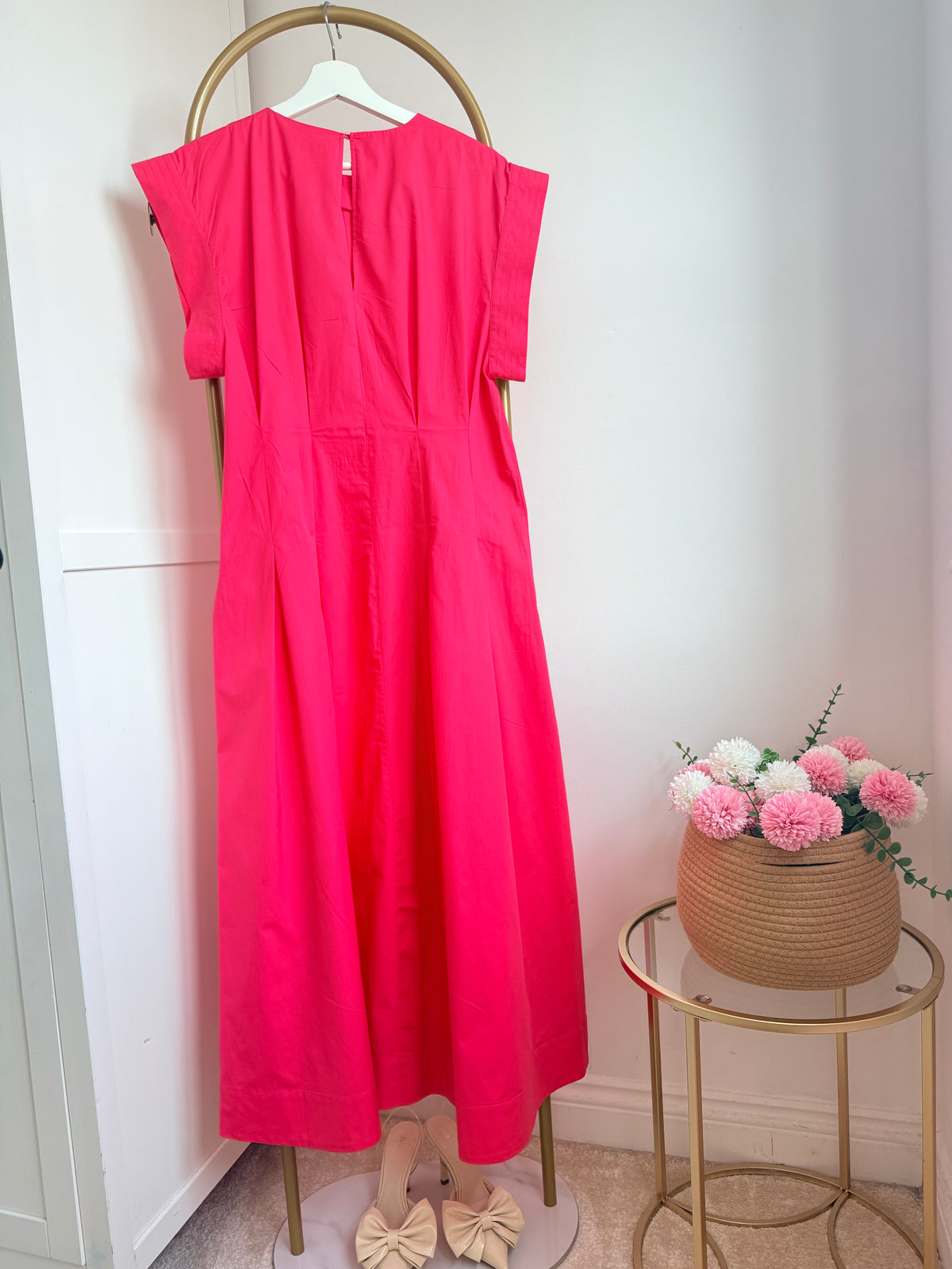 Pink poplin midi dress