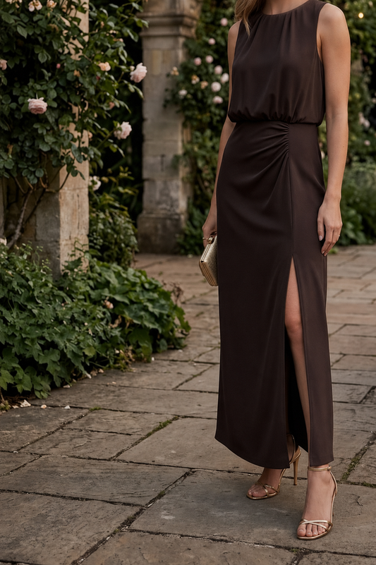 Zara brown Sleeveless Midi dress 7969/232