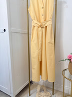 Zara Yellow Sleeveless Poplin Belted Midi Dress 5029/128