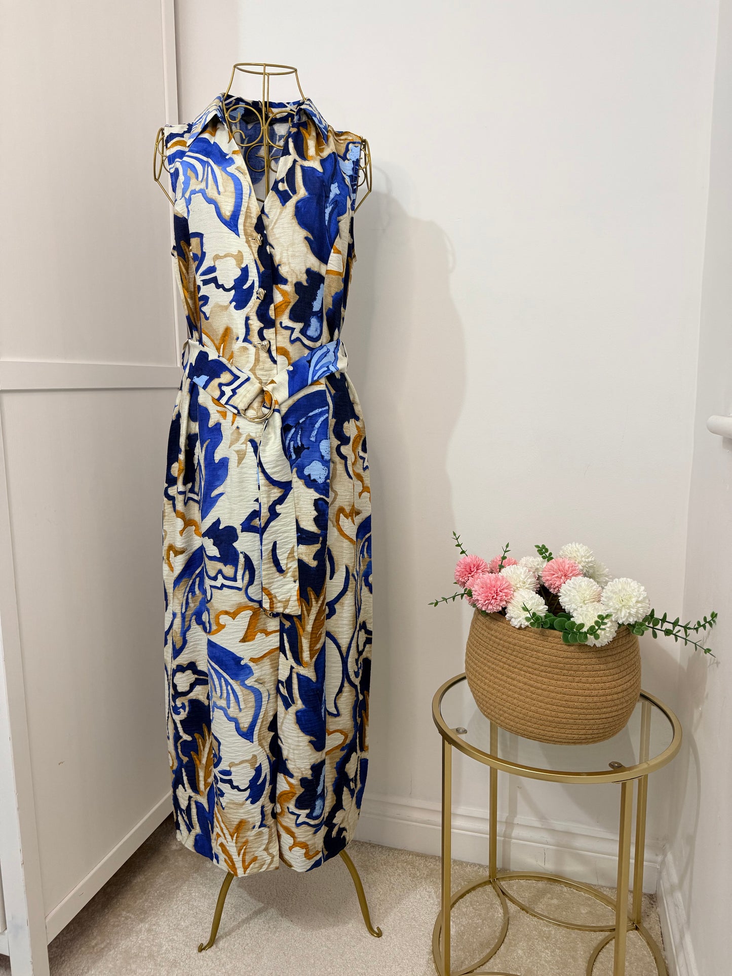 Zara blue printed sleeveless midi dress 2976/241