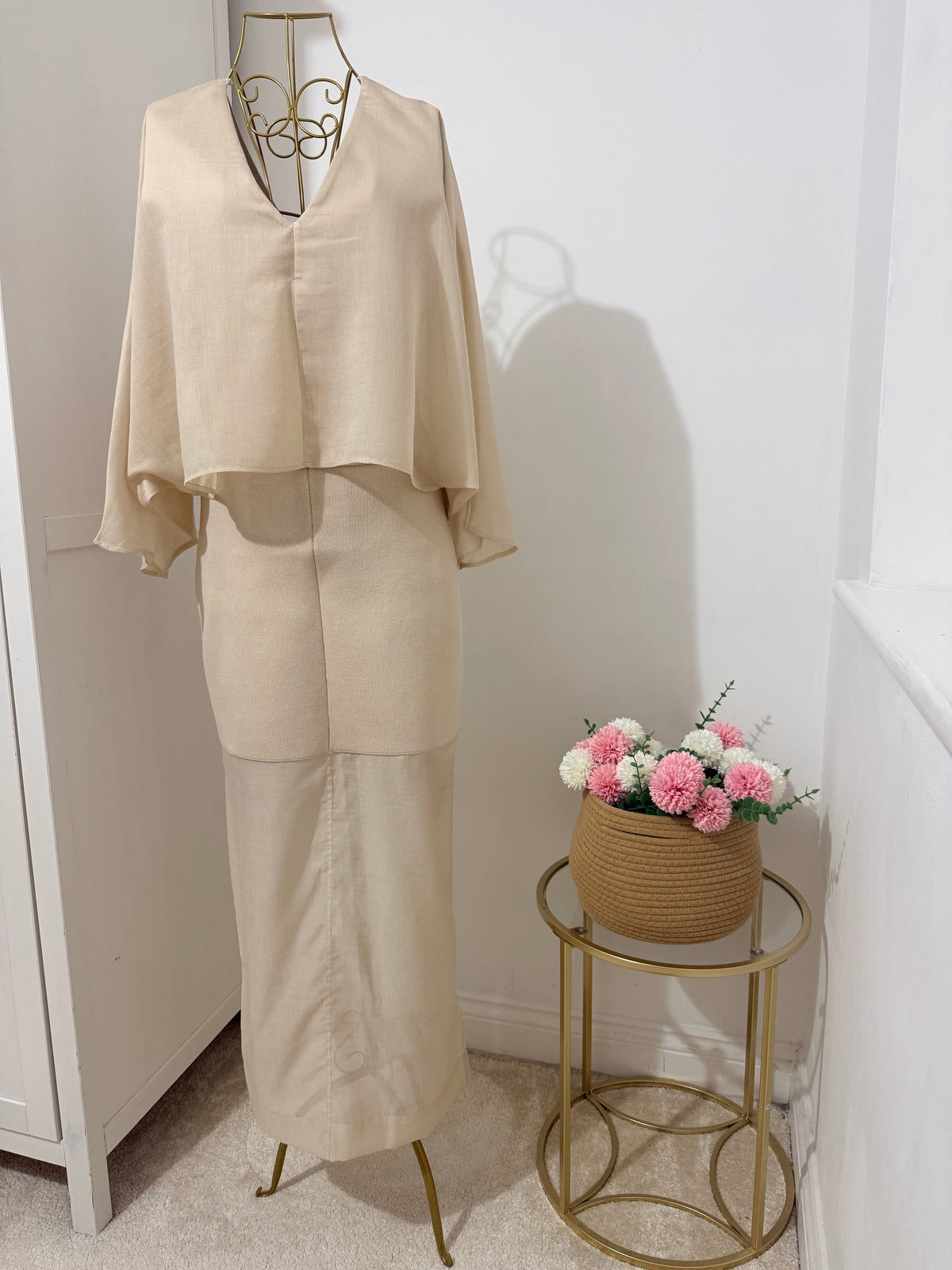 Beige Co Ord Set Top and Skirt