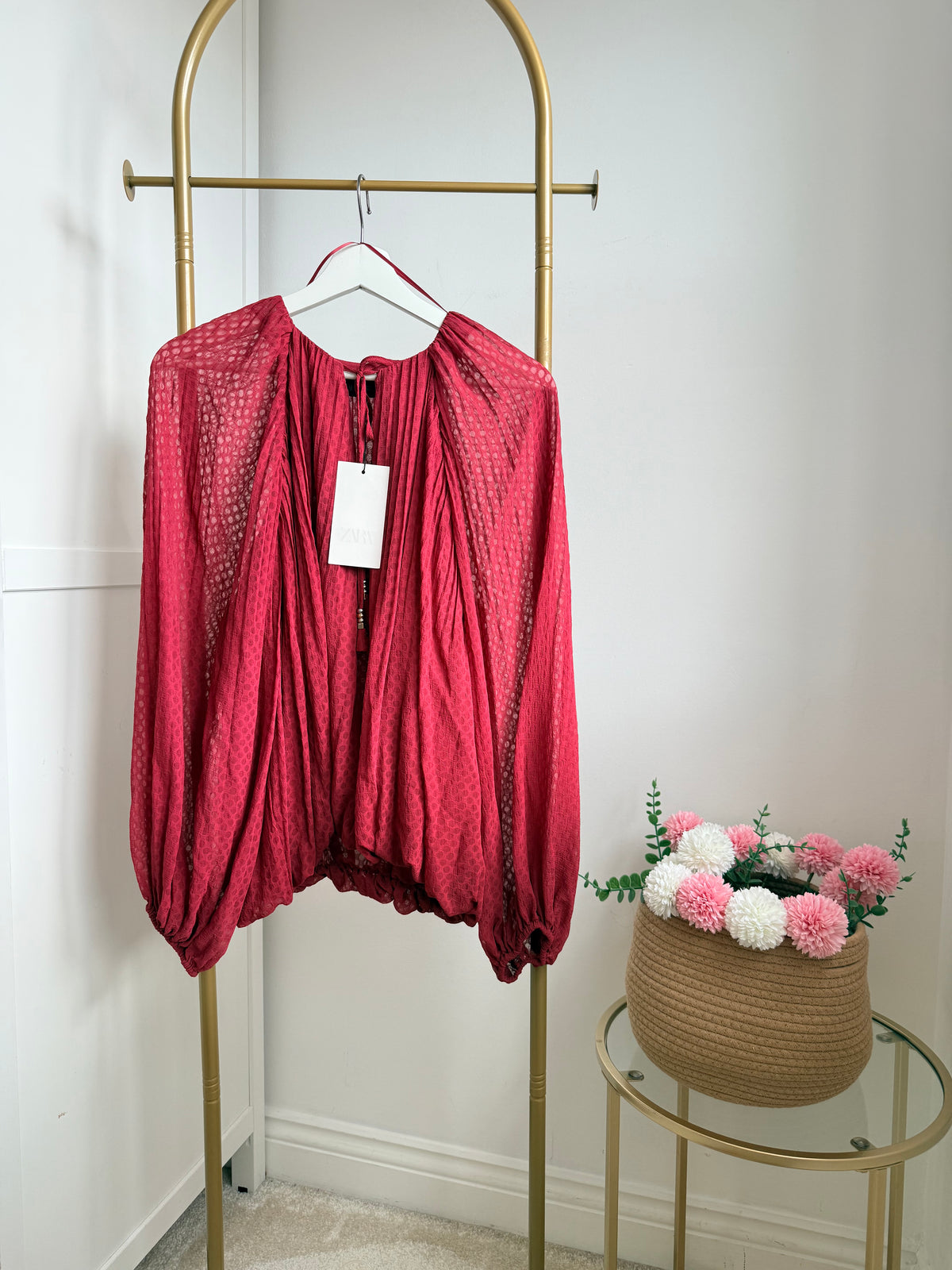     Zara burgundy long sleeve blouse