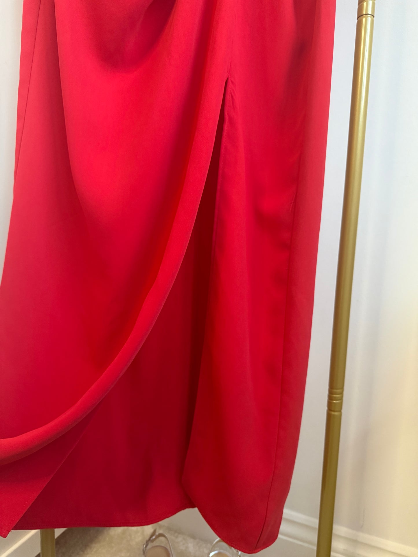 Zara Red Midi Dress With Slit