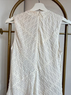 Cream Embroidered Sleeveless Midi Dress