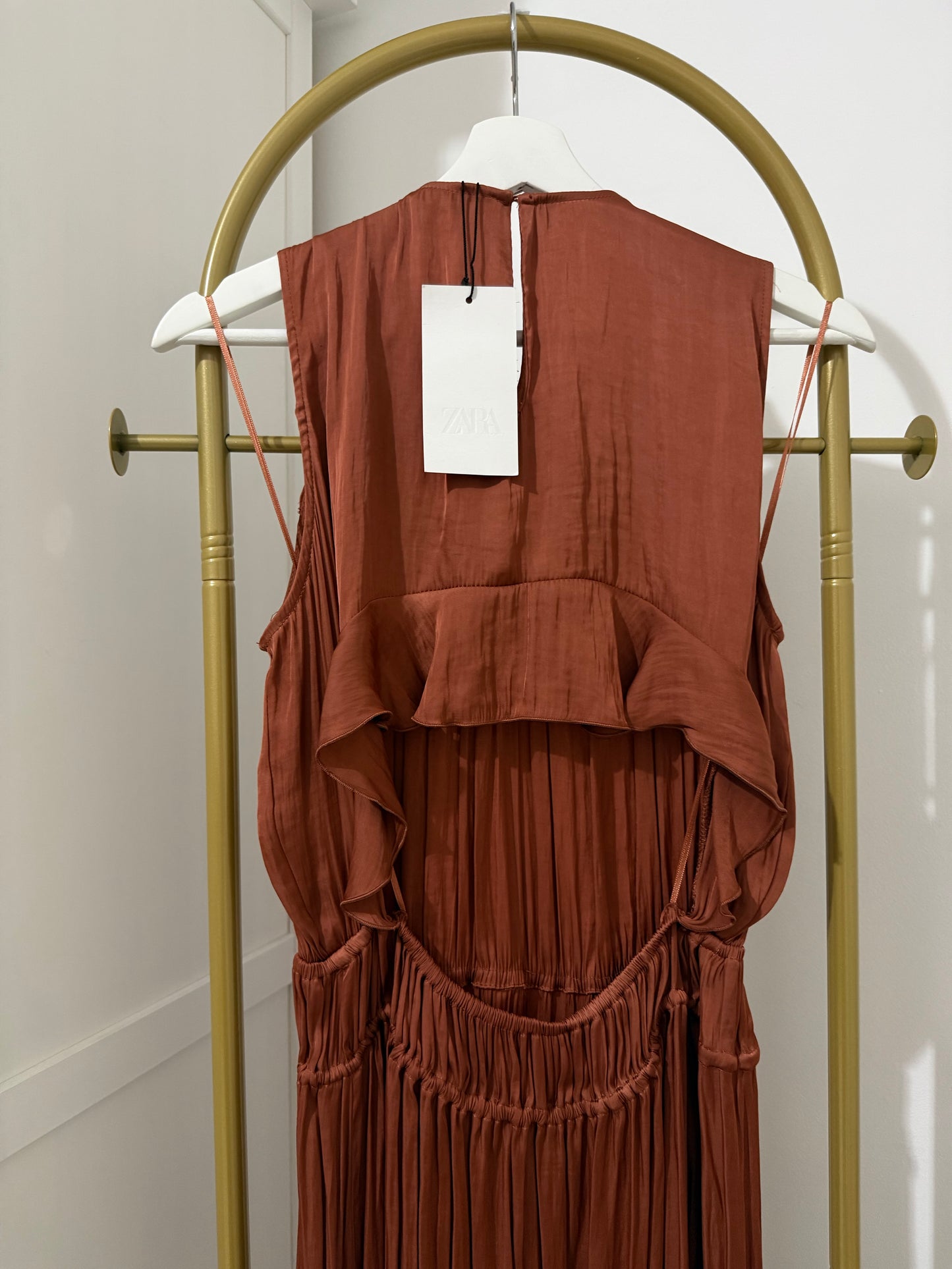 Zara brown satin midi dress