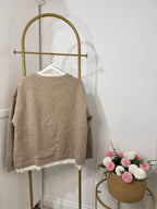     Zara beige knit cardigan back view