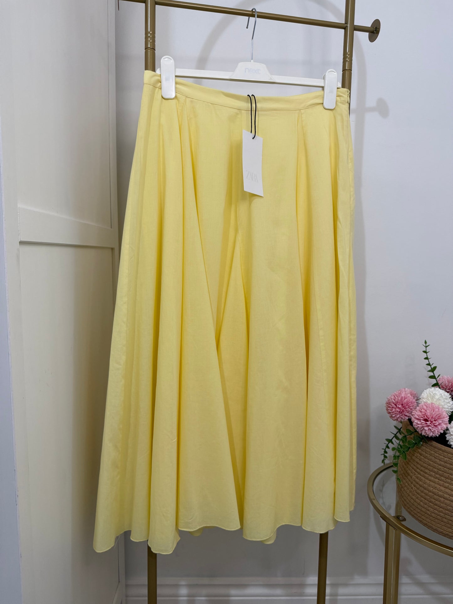 Zara Yellow Midi Skirt