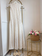 Cream Embroidered Sleeveless Midi Dress