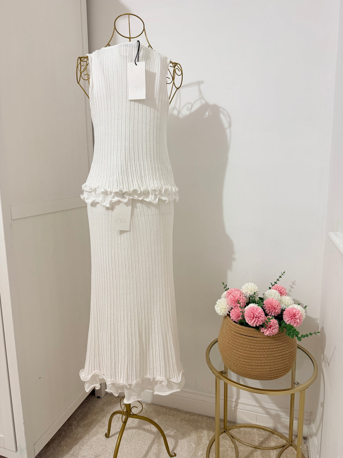 White Co Ord Set Top and Skirt