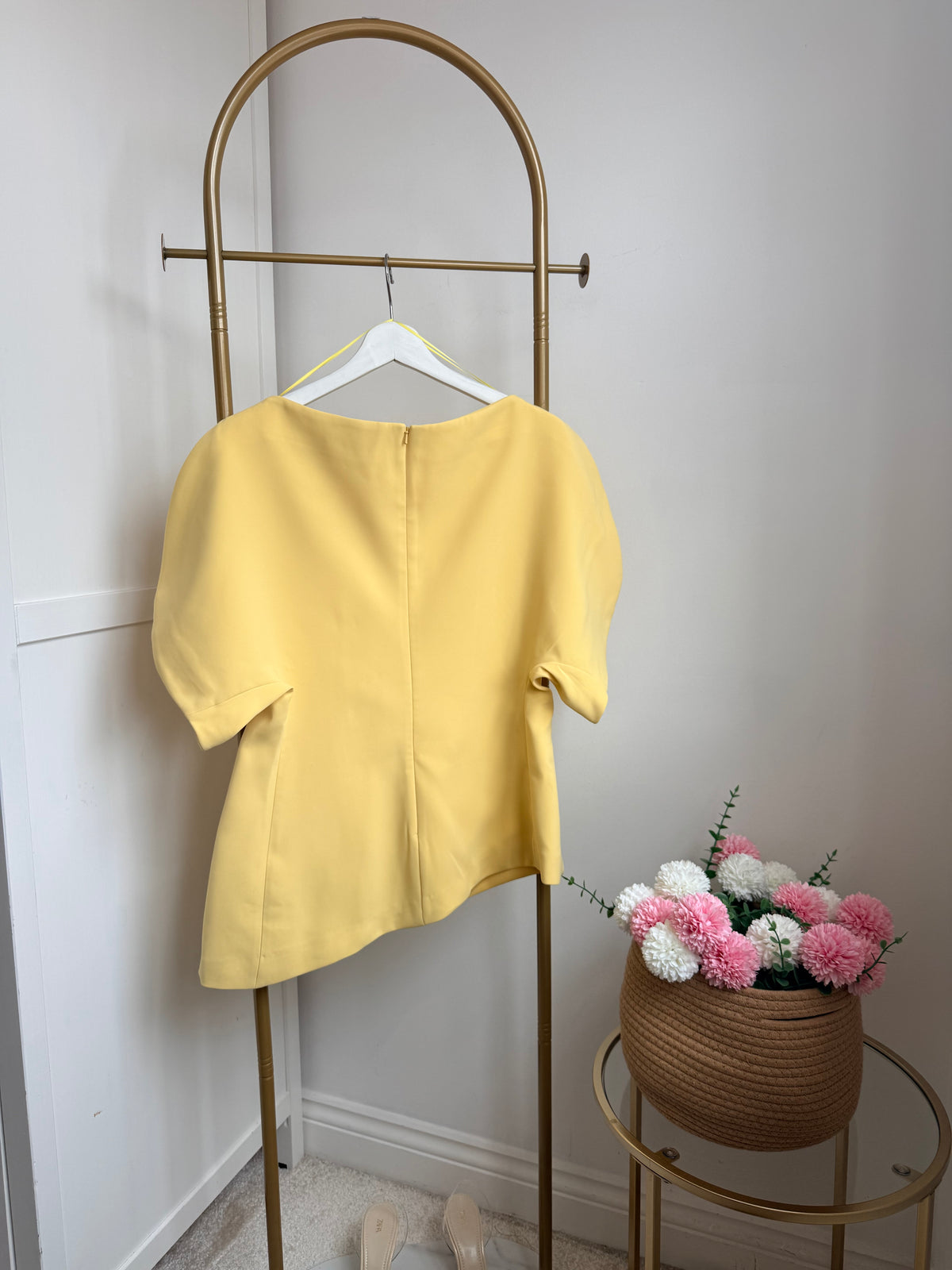 Yellow Short Sleeve Asymmetric Top