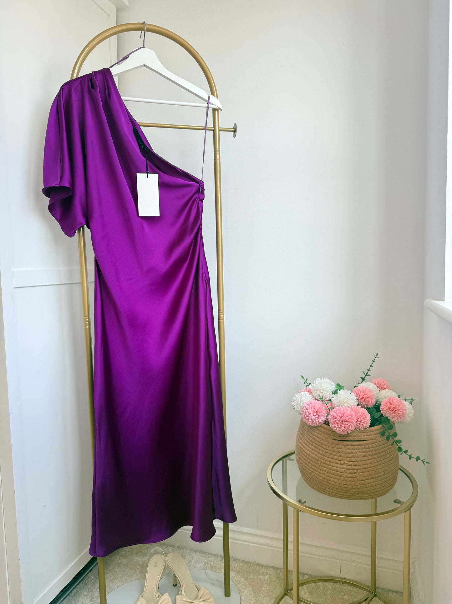 Zara purple satin midi dress 2896/399