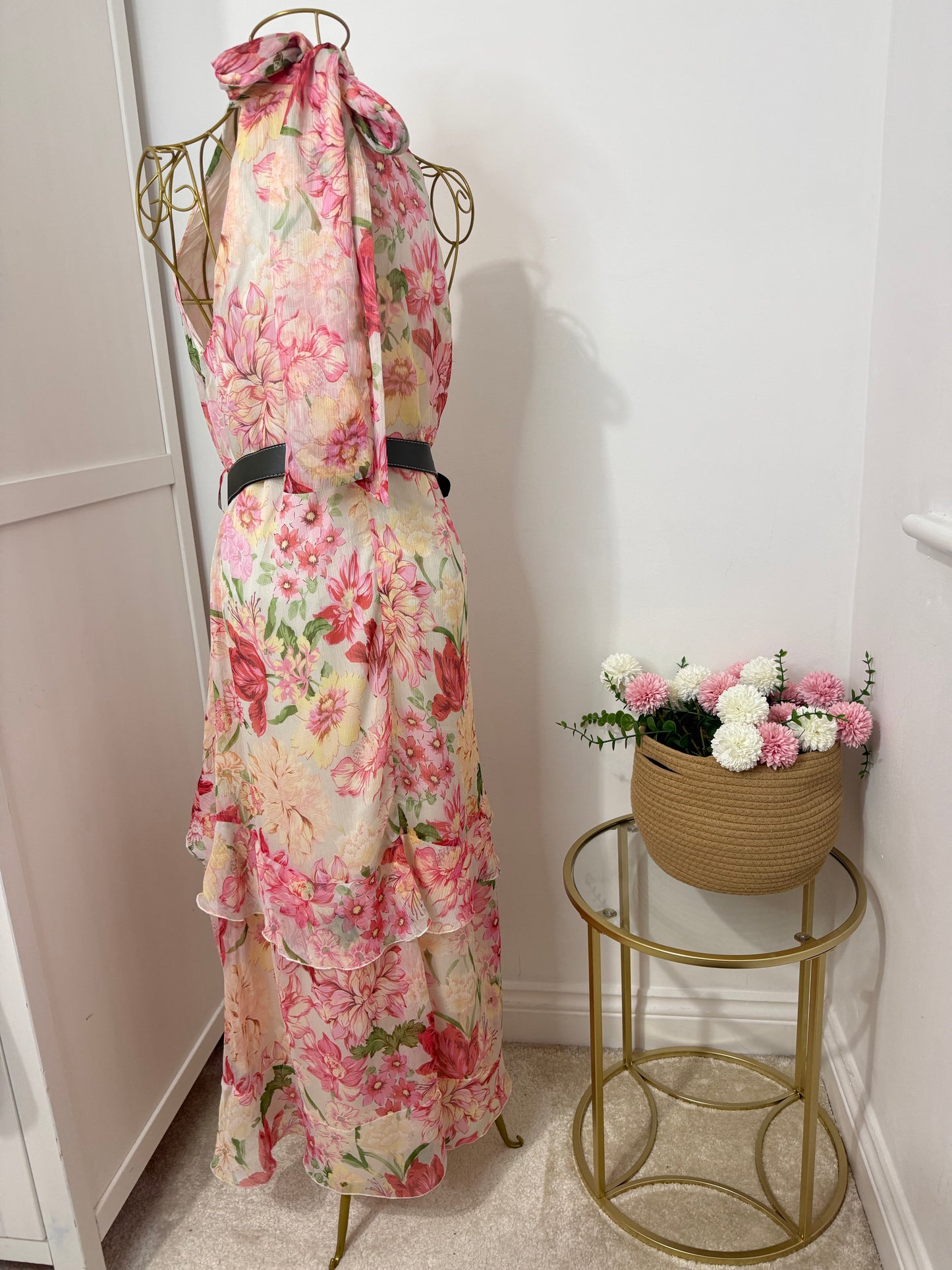 Zara floral belted midi dress 3713/359