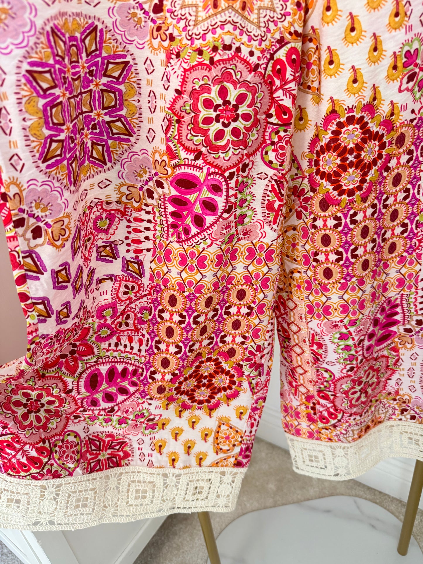 Zara printed crochet cropped trousers