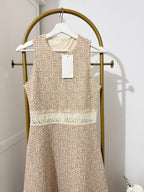     Front detail of Zara beige sleeveless knit midi dress