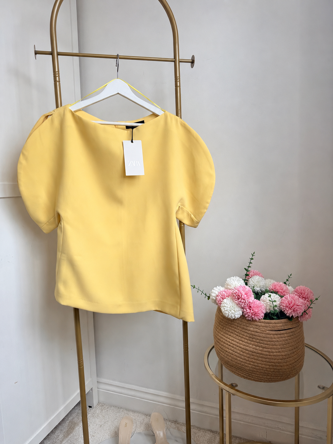 Yellow Short Sleeve Asymmetric Top