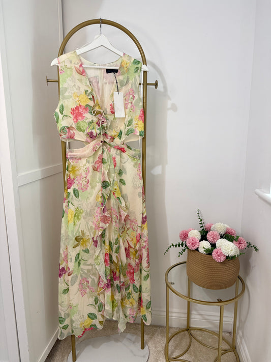 Zara Floral Cut out Midi Dress