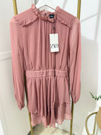 Zara pale pink ruffle mini dress 5029/172