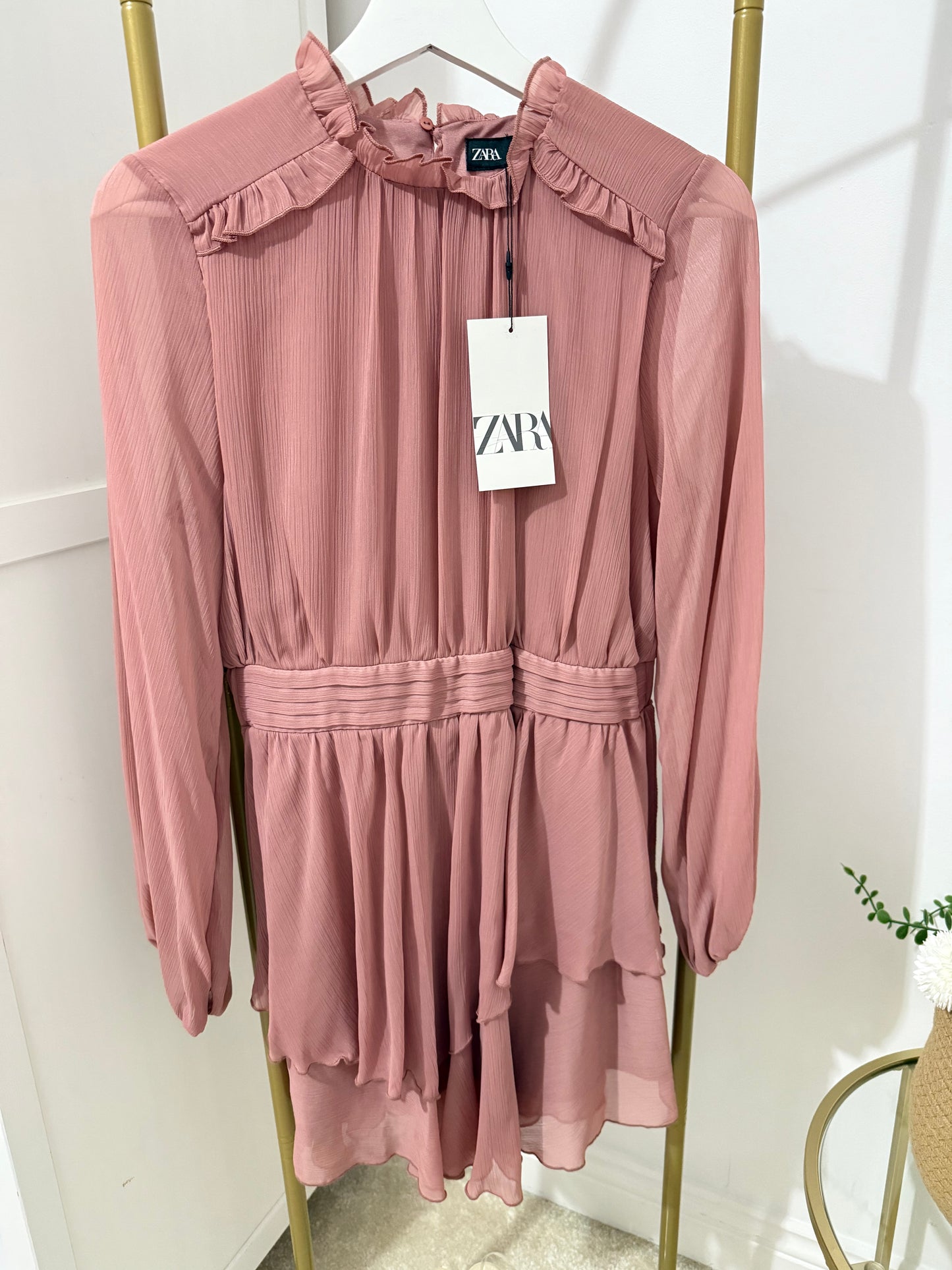 Zara pale pink ruffle mini dress 5029/172