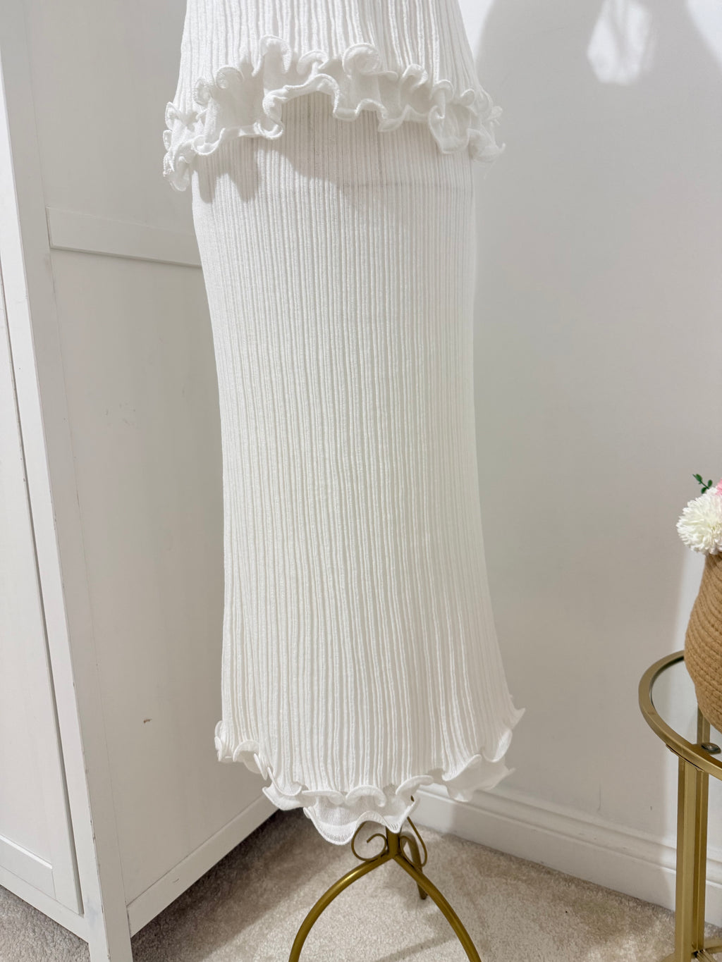White Co Ord Set Top and Skirt