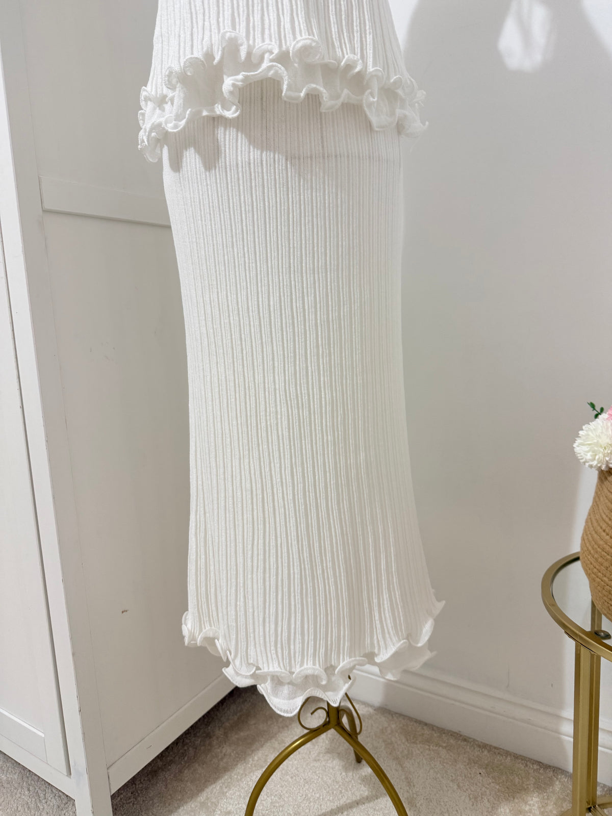 White Co Ord Set Top and Skirt