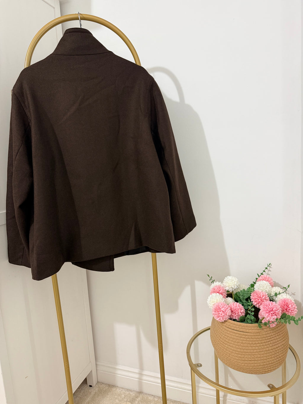     Zara brown wool blend short coat back view
