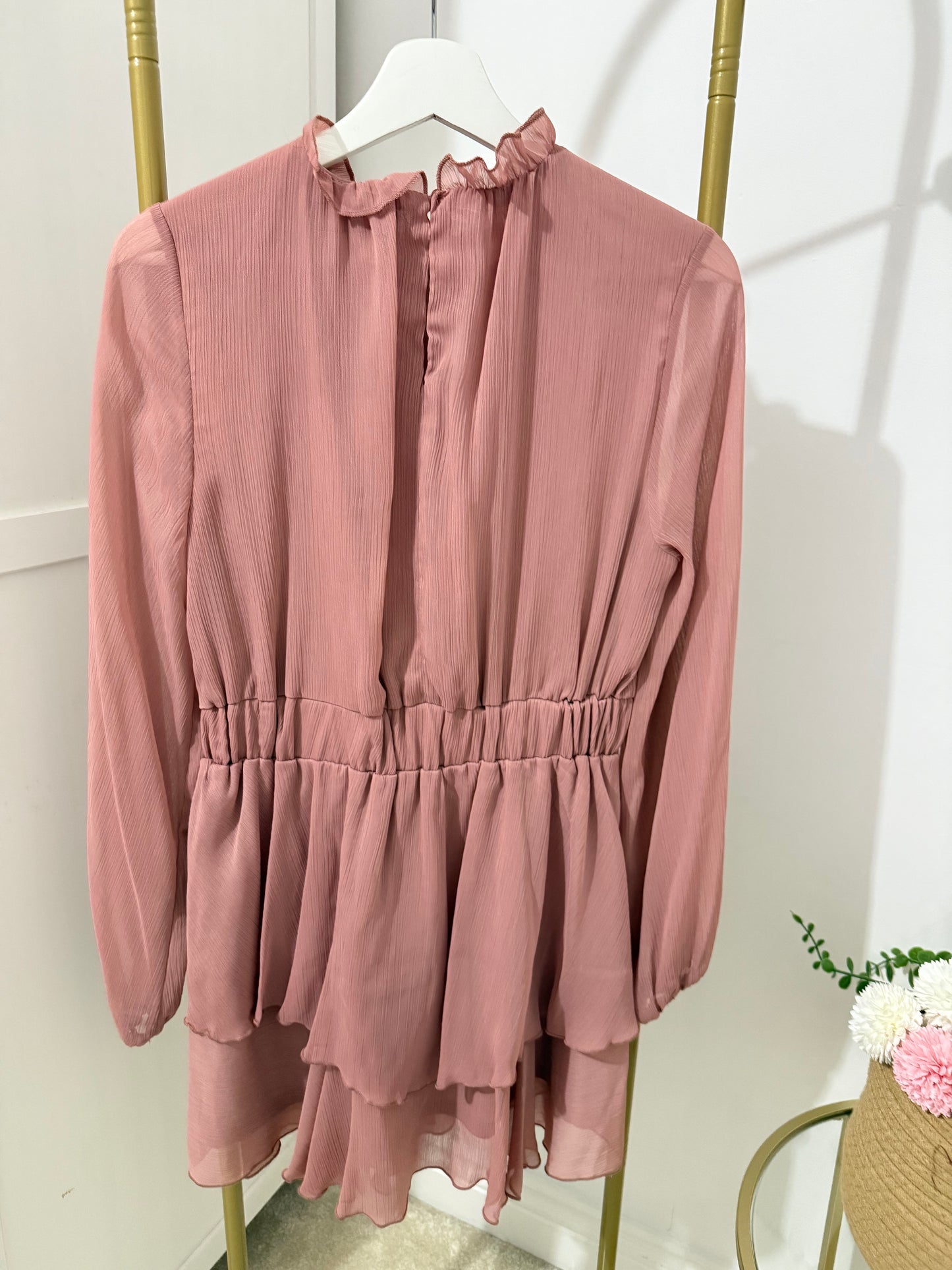 Zara pale pink ruffle mini dress 5029/172