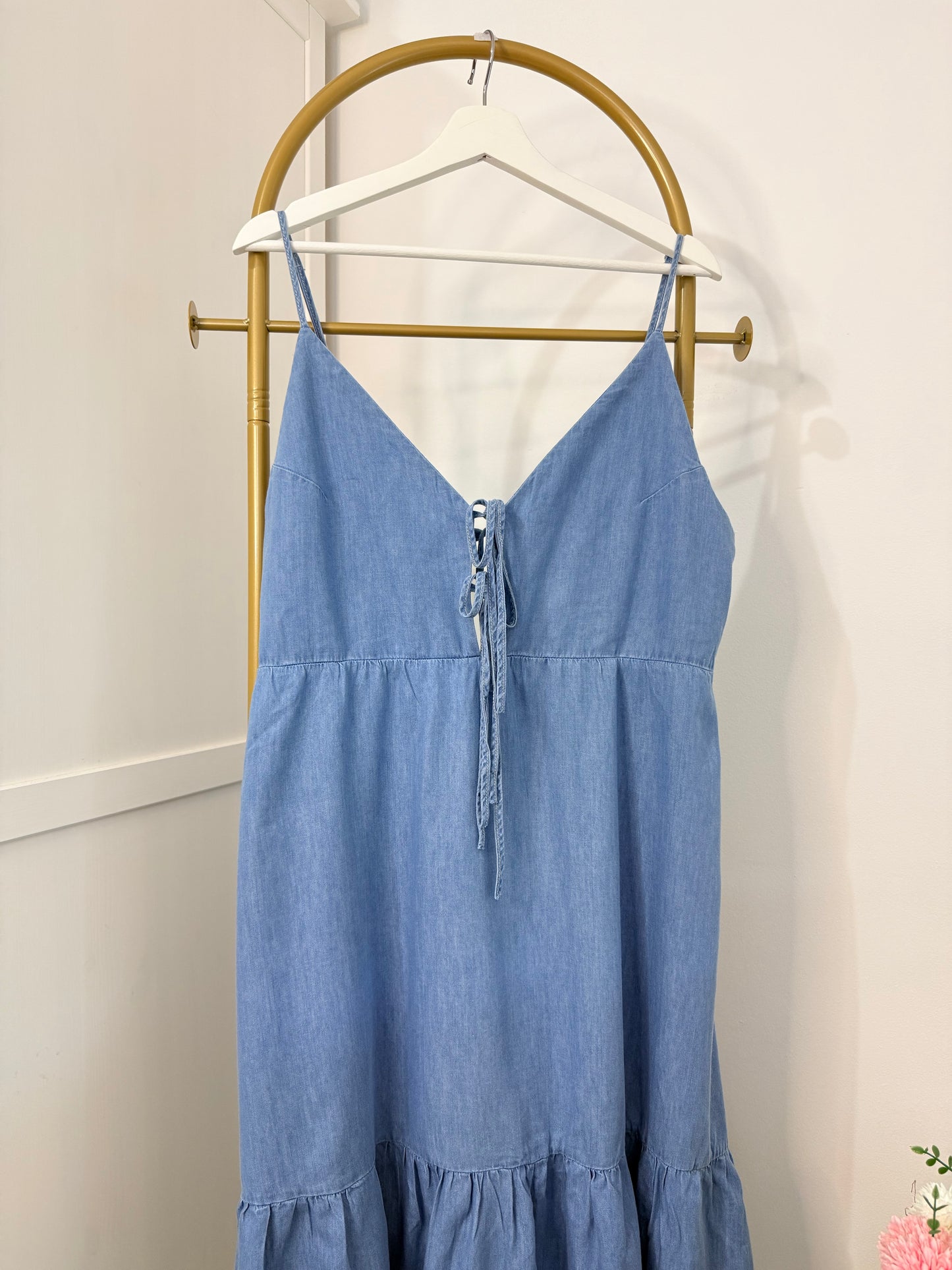 Zara blue denim midi dress 7484/083