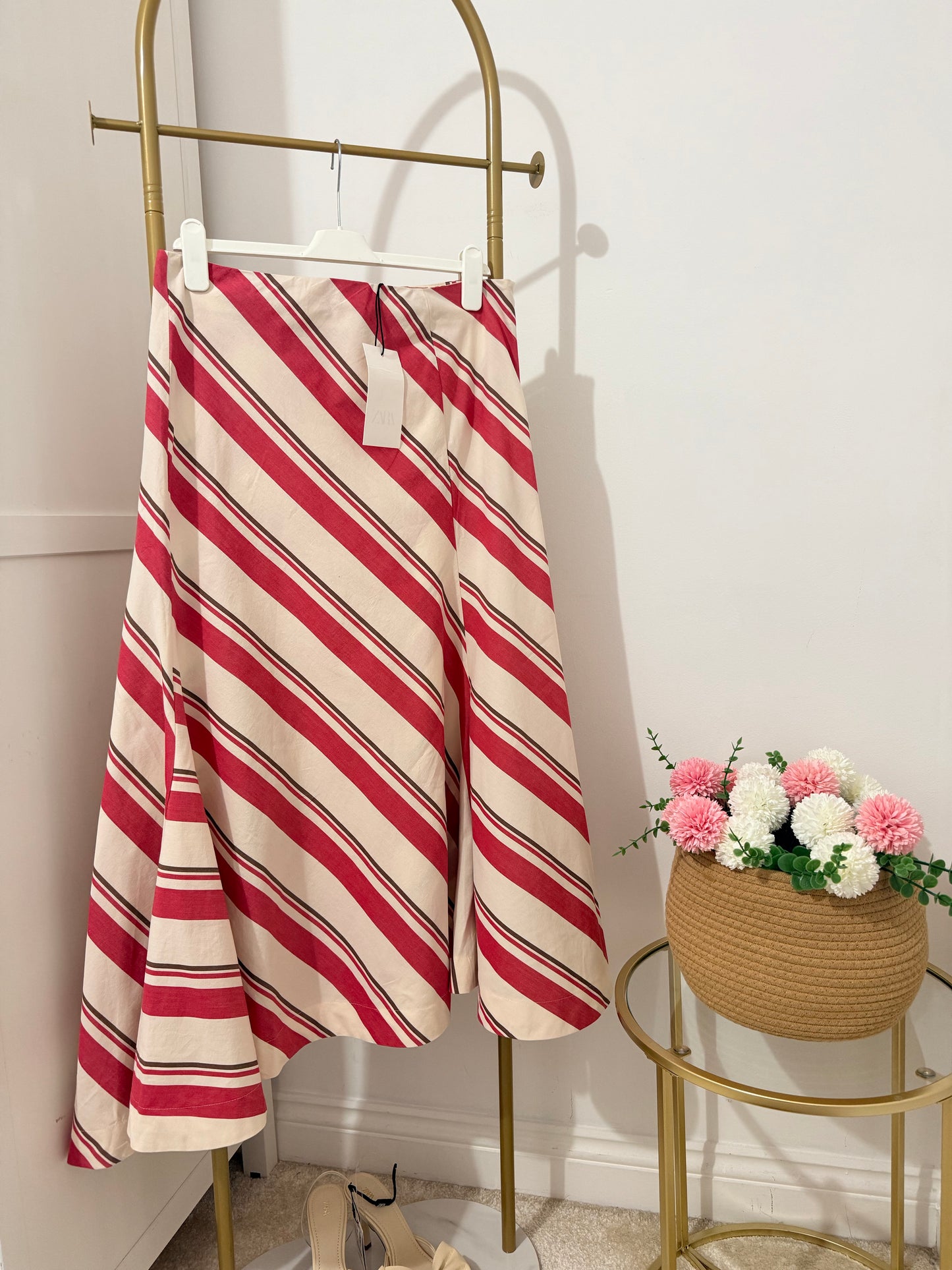 Zara striped asymmetrical midi skirt 4437/243
