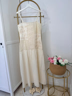 Cream Embroidered Crochet Midi Dress