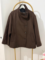     Zara brown short coat with high neckline and buttons