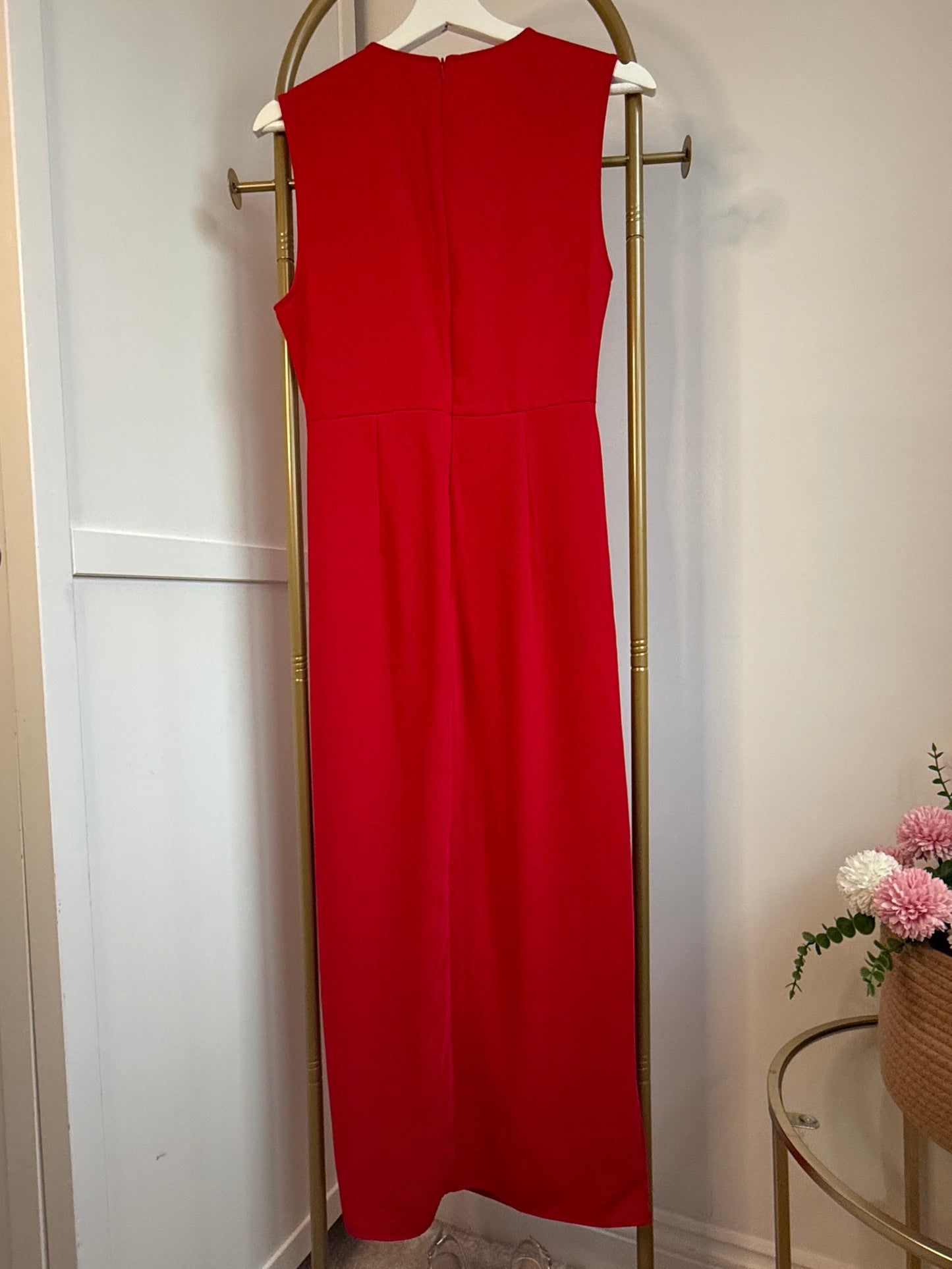 Zara Red Midi Dress With Slit