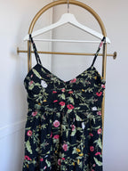 Black Floral Embroidered Sleeveless Midi Dress