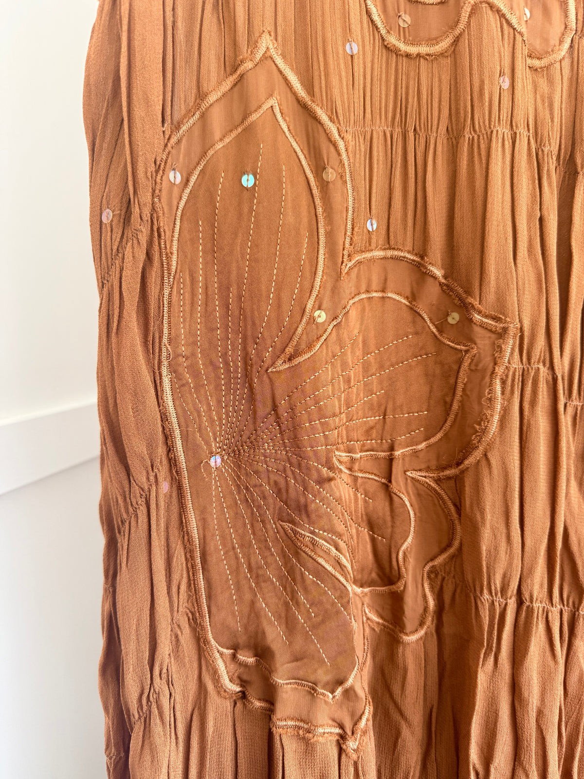 Zara Brown Embroidered Sequins Midi Dress 5107/271