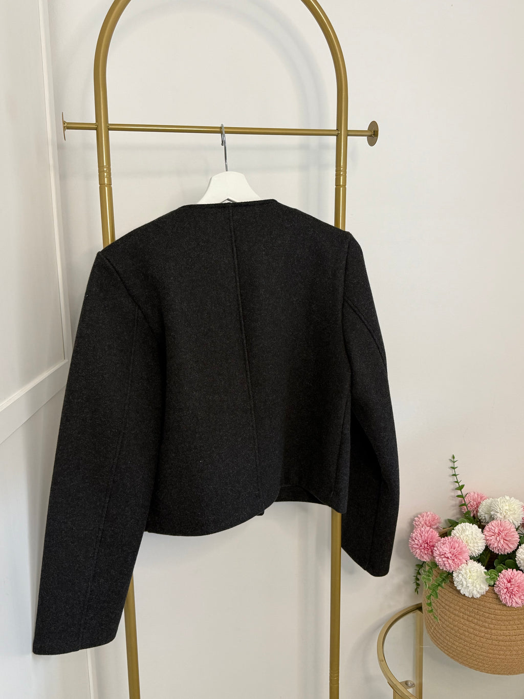     Back: Zara grey double-breasted women's jacket – back view