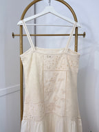 Cream Embroidered Crochet Midi Dress