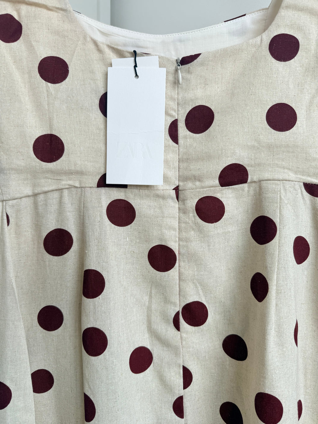 Beige Polka Dot Midi Dress