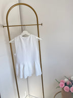 zara White Knit Peplum Top 4331/021