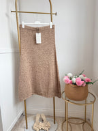     Zara beige knit skirt front view