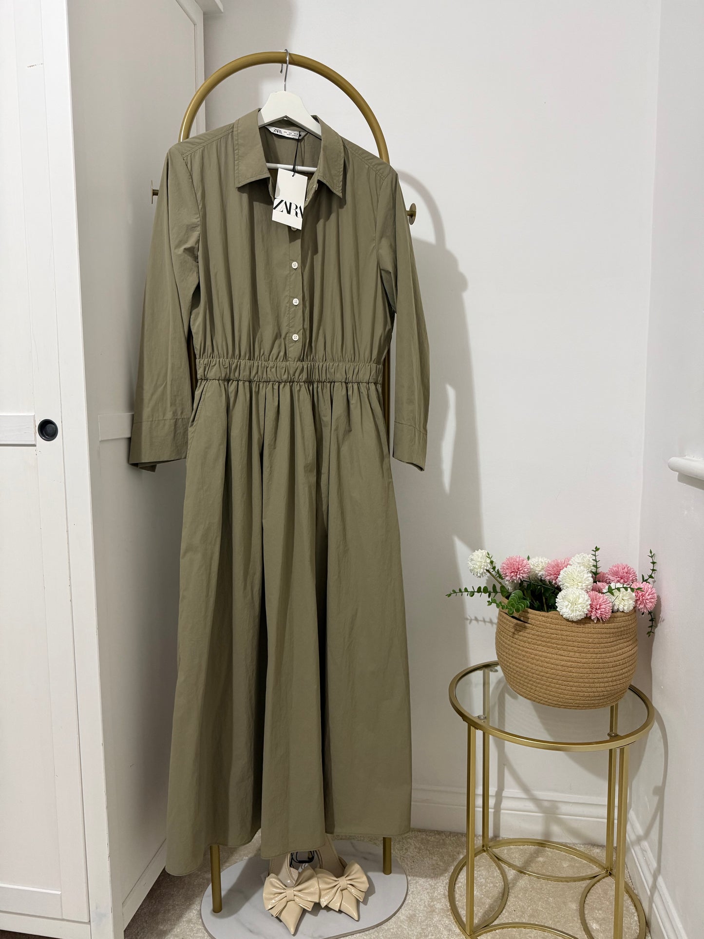 Zara khaki midi dress