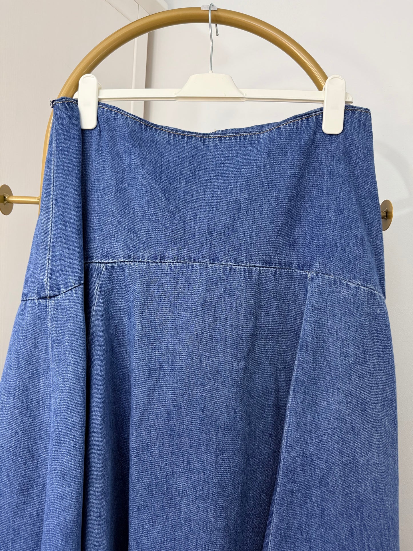 Zara blue denim midi skirt